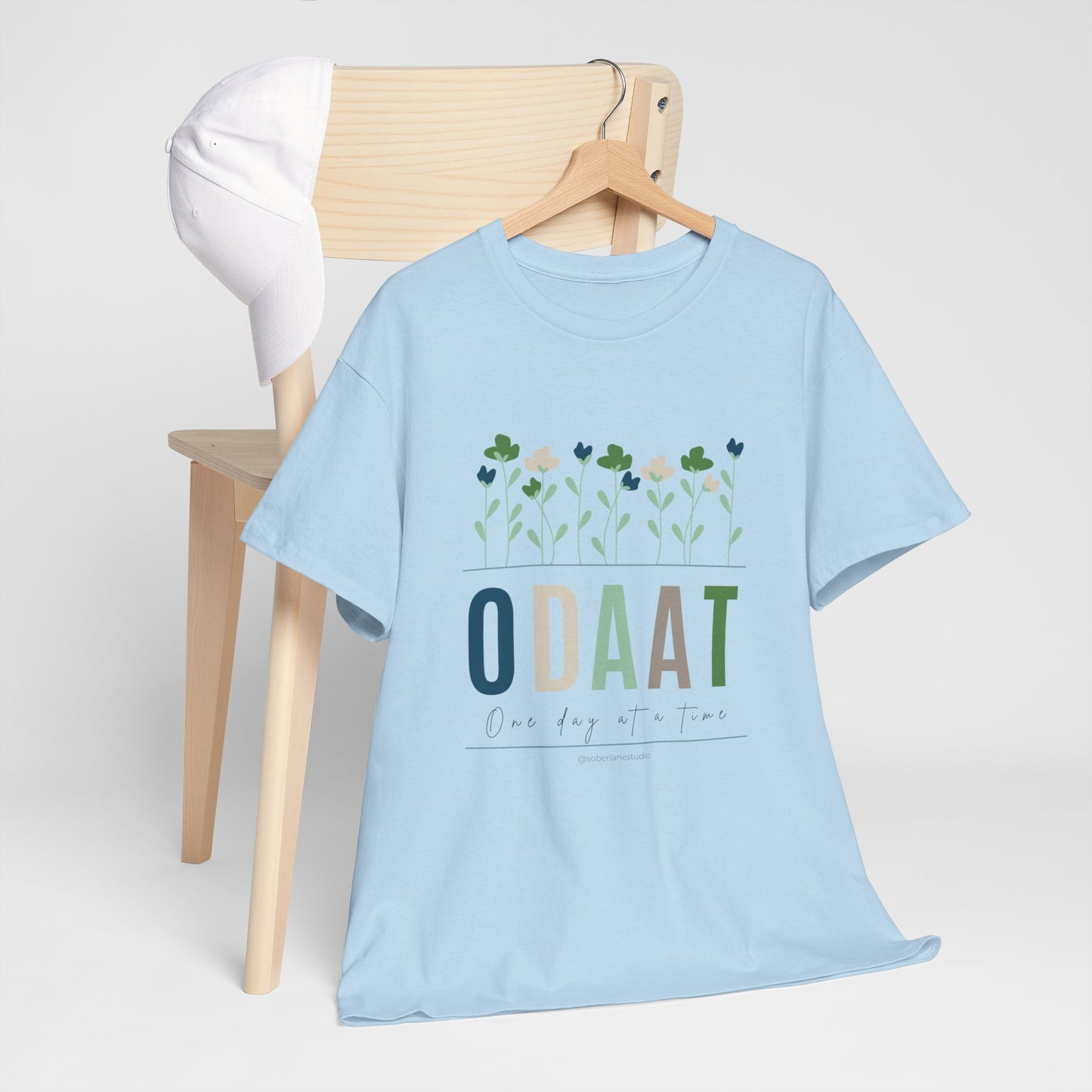 ODAAT: One day at a time! White, Blue or Pink Unisex heavy cotton tee