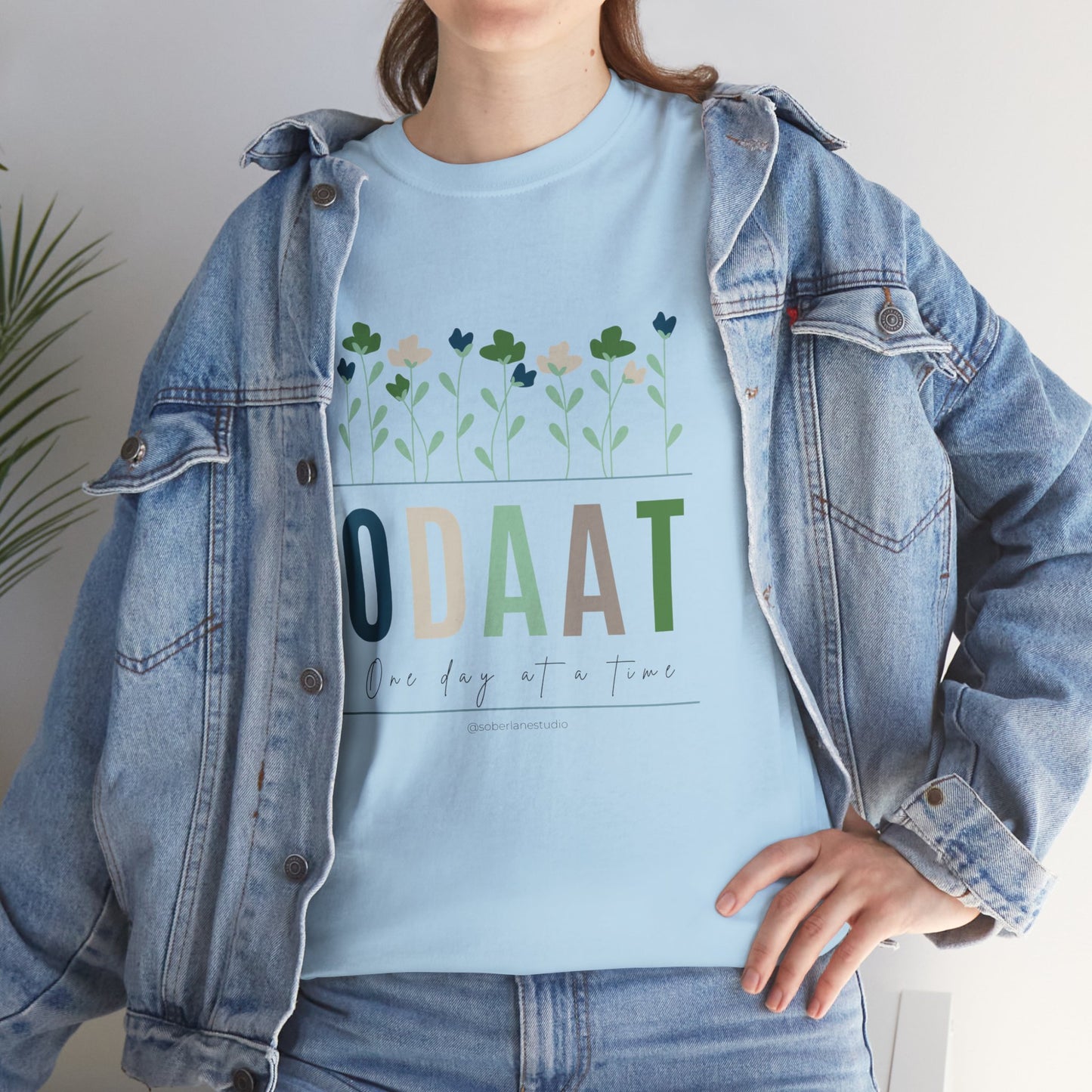 ODAAT: One day at a time! White, Blue or Pink Unisex heavy cotton tee