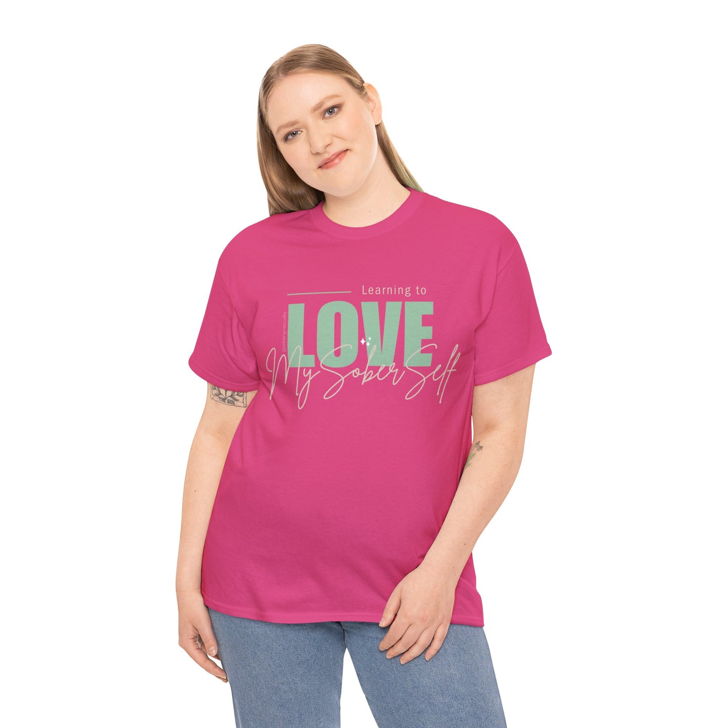 Learning to love my sober self. Range of colours. Unisex heavy cotton tee