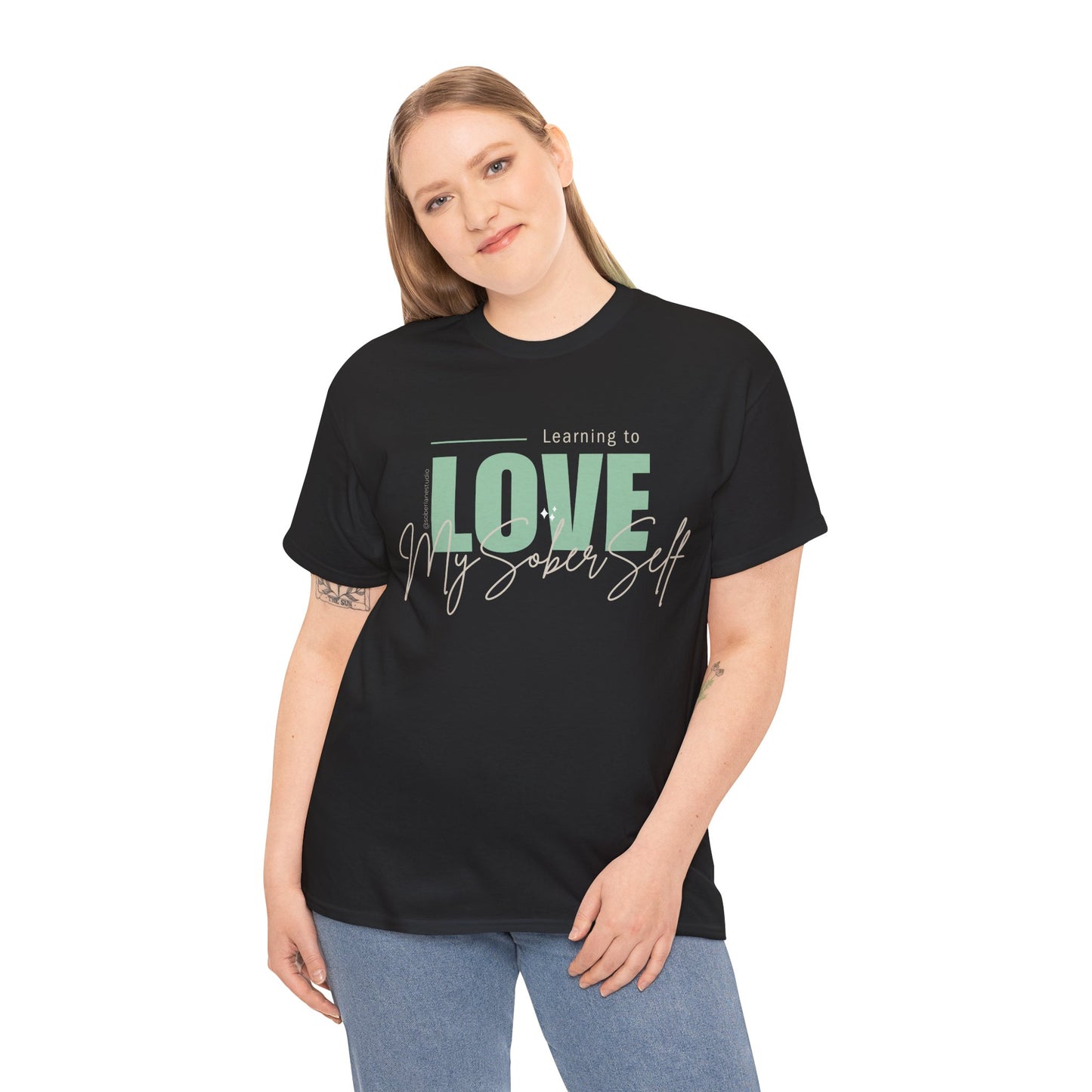 Learning to love my sober self. Range of colours. Unisex heavy cotton tee