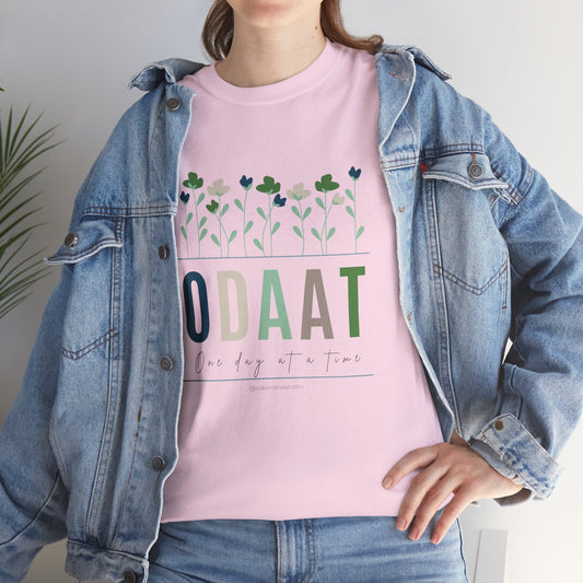 ODAAT: One day at a time! White, Blue or Pink Unisex heavy cotton tee